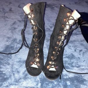 SHEIN heeled lace up boots